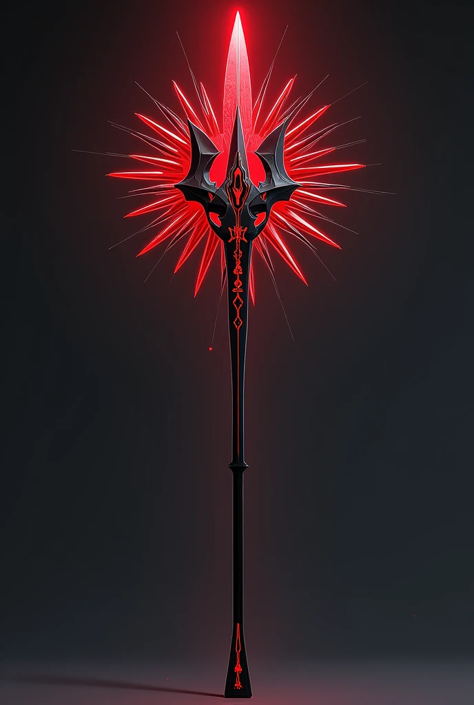 Create a Chinese spear,  it's black with red details, There are rays in it , Just the spear