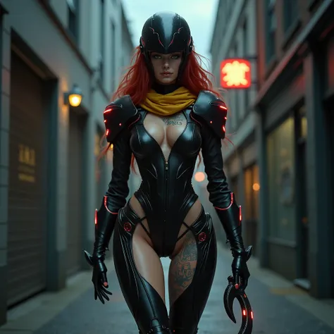 - Photorealistic with perfect details, Cinematic, Masterpiece, HD, Sexy CGI.

- Beautiful "English" woman, tall, Reddish Black hair, Greenish Eyes.
Hands full of colorful tribal tattoos.

- Wearing a costume ("Full Sexy Armor"), a costume that embodies the...