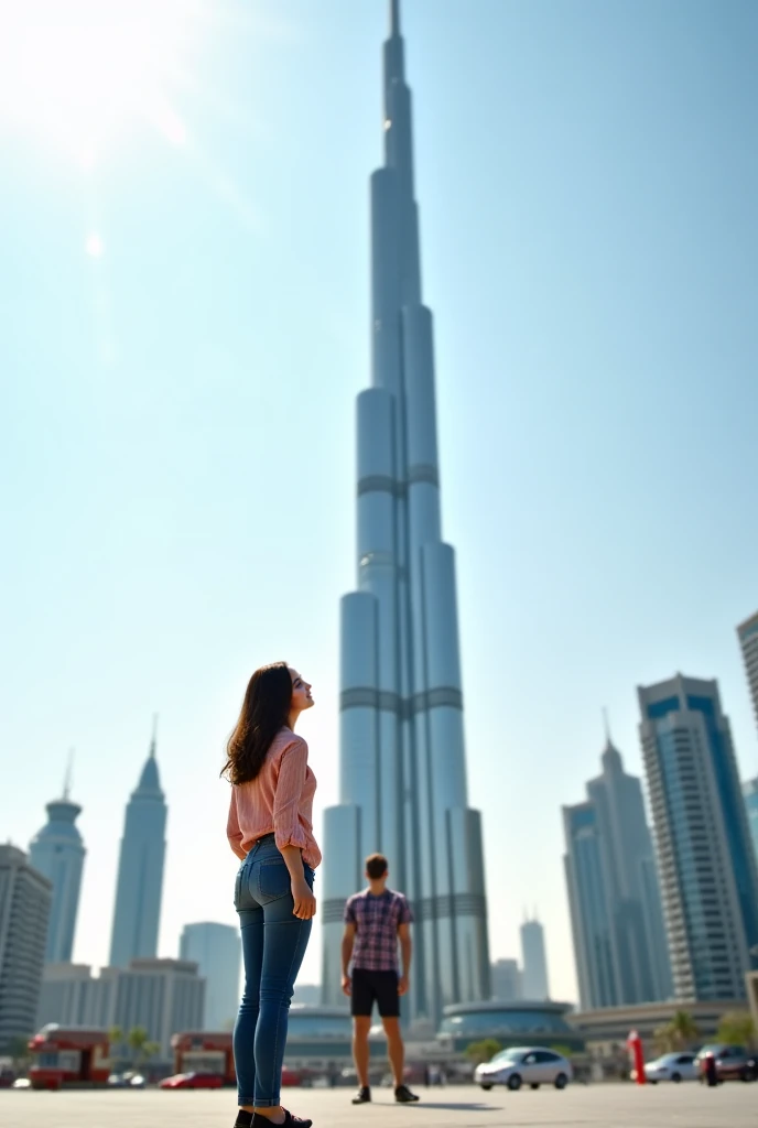 This girl is in front of Burj Khalifa. I want the picture to show that it is real