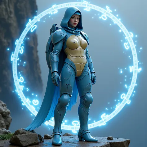 - Photorealistic with perfect details, Cinematic, Masterpiece, HD, Sexy CGI.

- Beautiful "Korean" woman with blue eyes.

 - Wearing a costume ("Full Sexy Armor"), a costume that embodies the form of "Squirtle-Pokemon.
(The Chest and Thigh Armor are open)....