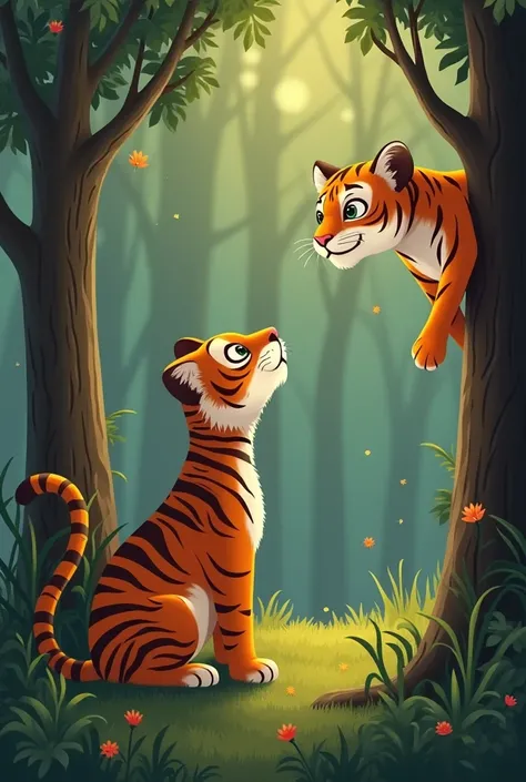 Cat and tiger friendship

One day tigers and cats were seen in the forest. The cat was small but intelligent, and the tiger was strong. The tiger said, "How are you so small, but so clever?" The cat laughed and said, "You have to be patient to learn the tr...