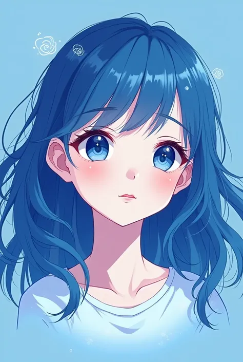 draw a girl in blue colors in anime style FlaF