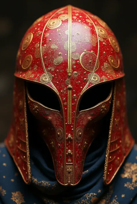 Cobra Helmet Maksed, Red and Gold Color, Astronomy Pattern