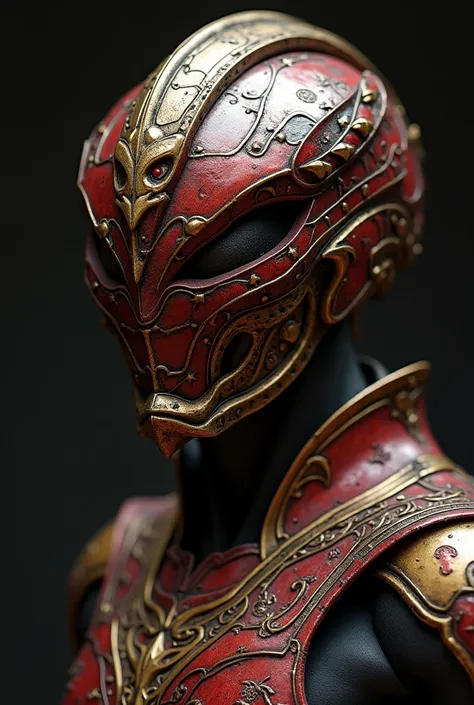 Cobra Helmet Masked, Red and Gold Color, Evil Pattern