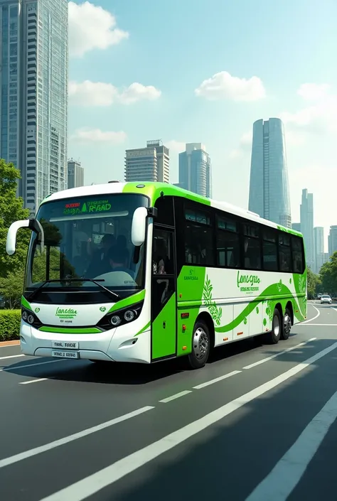 make bus livery with color theme white with green variation