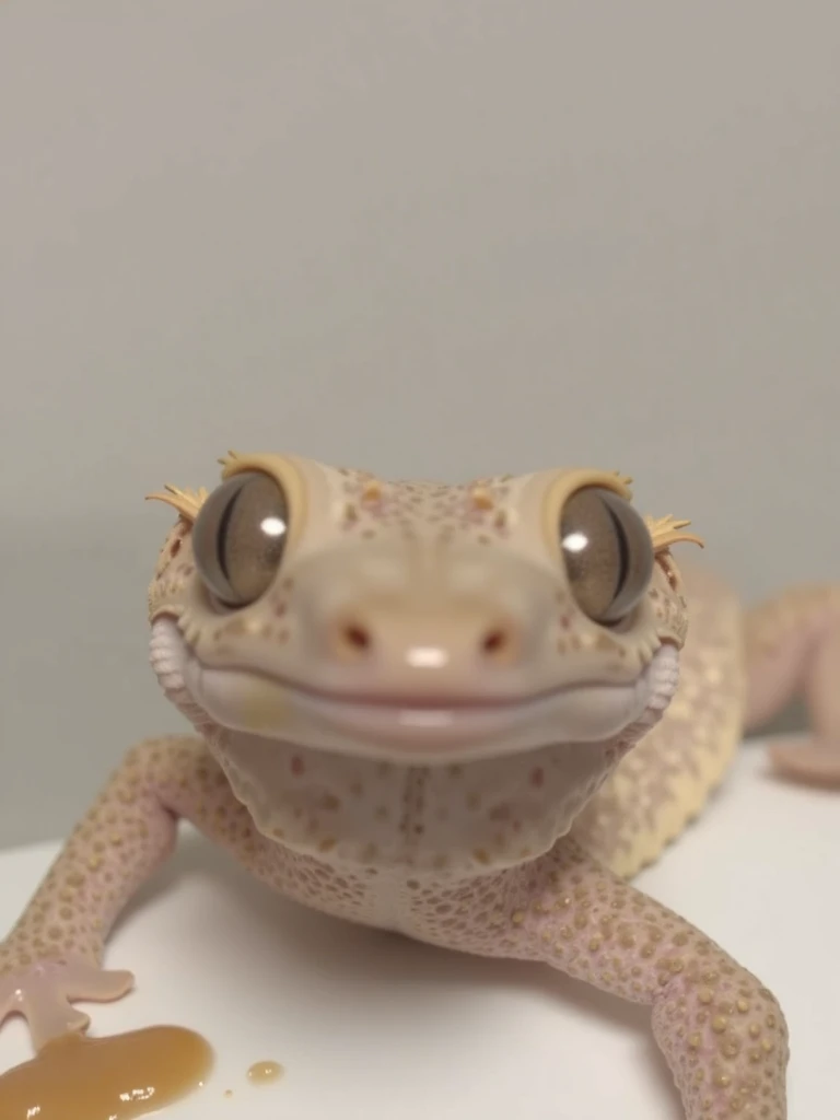 This is called a crested lizard. Use this as a reference to create a very cute yellow crested gecko drinking pearl tea