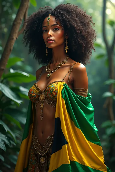 Jamaican goddesses。1 person。Beautiful Goddess。I'm wearing the Jamaican flag。