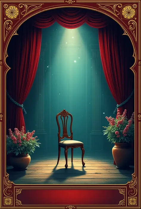 Theater poster with a chair and flower pot