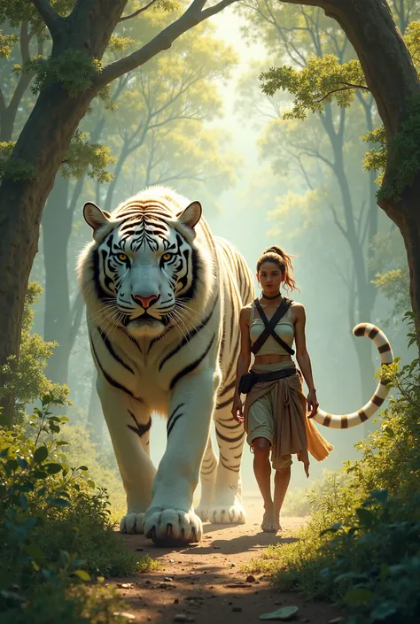 Walking with a white tiger 