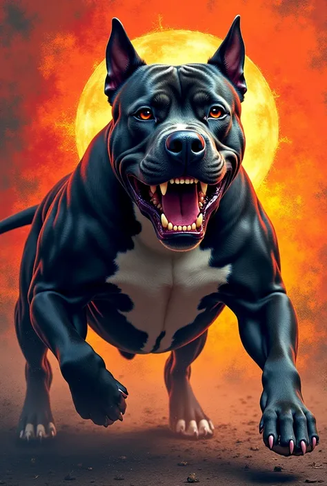 Strong and angry Pitbull with a perfect background for shirt print 