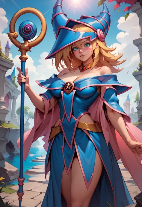 score_9, score_8_up, score_7_up, Dark Magician Girl, staff, robe, perfect anatomy, masterpiece, 4k resolution 