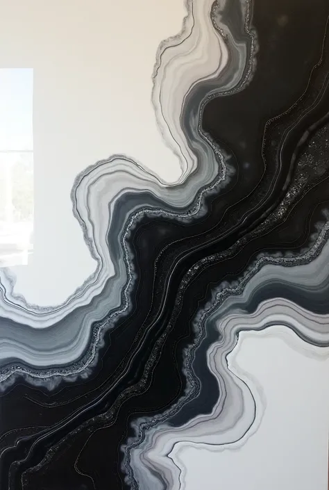 in epoxy wall art in black and white