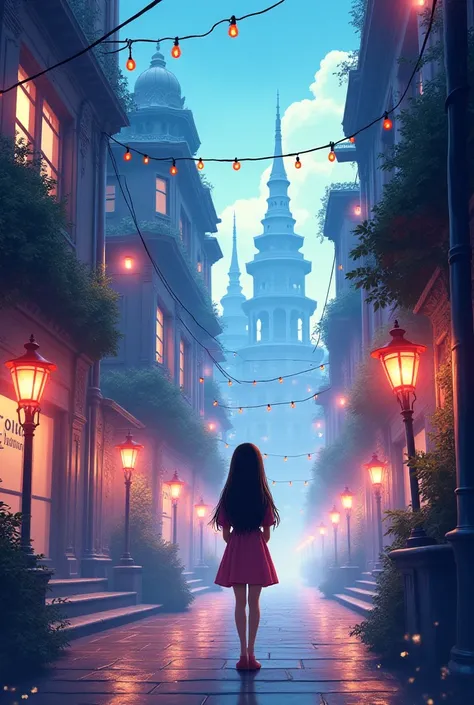 ( masterpiece,  the best quality,  ultra detailed: 1.6),  illustration, (single,  a girl,  beautiful and detailed eyes : 1.2), city, street, beautiful, Another world.