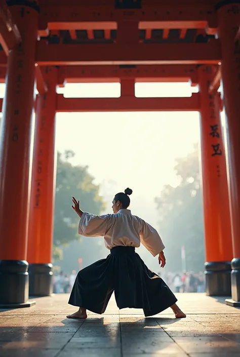 Aïkidoka under a torii