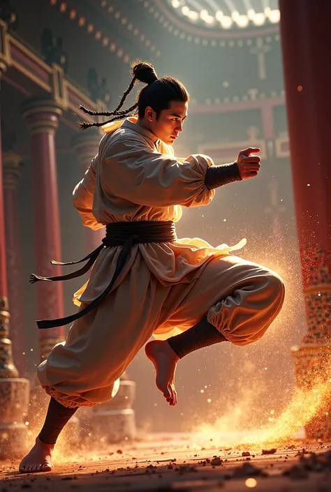 Kungfu,fighting and kick jumping