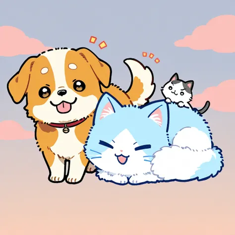 (( chibi)),  Fluffy, (cat), (dog),catとdog
BREAK
ゆるいバトル,  Soft Colours , round shape
BREAK
blue sky,  lawn
BREAK
cute expression, funny pose 