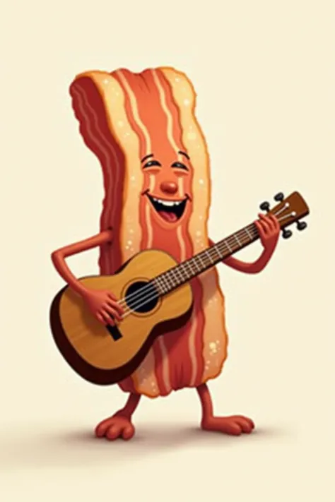 Bacon playing acoustic guitar