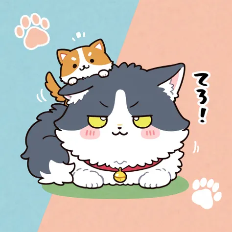 (( chibi)),  Fluffy, (cat), (dog),catとdog
BREAK
((Relaxed Battles )),  Soft Colours , round shape
BREAK
blue sky,  lawn
BREAK
cute expression, funny pose 