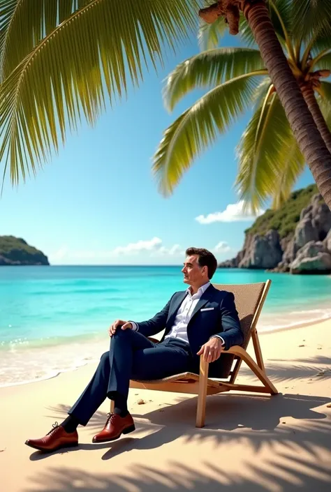 He's sit on the luxury beach 