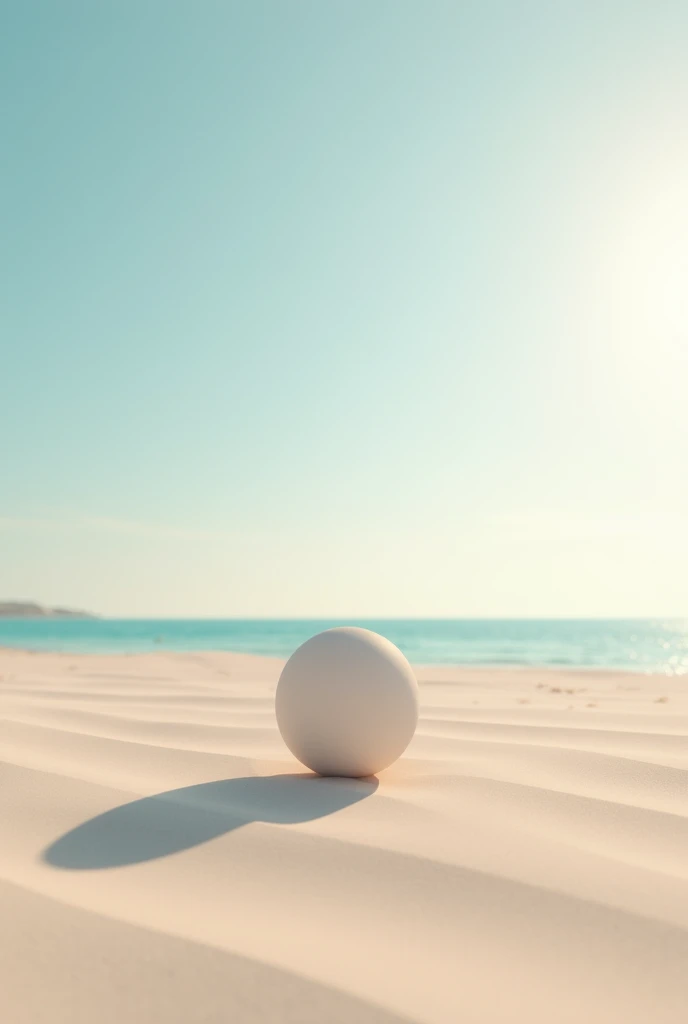 Create a characterless one just the ball and the sand with the sea in the background 