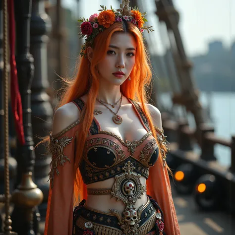 1 girl,korea face sexy girl ,pirate ship, (large cleavage,Big tits), pale skin, innocent look, Young face, hair undercut,NFSW,very beautiful Japanese, famous Japanese idol, 2, Mixture of Japanese and Russian,photo-realistic, ultra-realistic, very beautiful...