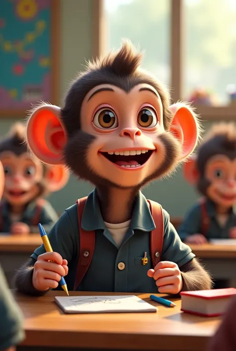 A monkey who goes to school and is alwaysgappy