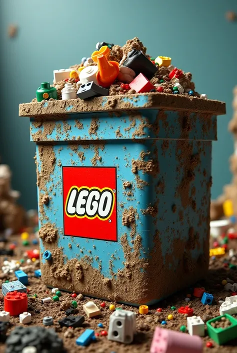 A Lego box that says INDIA and the box decoration resembles a place where they throw garbage and there are garbage bags inside instead of ordinary Lego cubes,Waste and garbage 