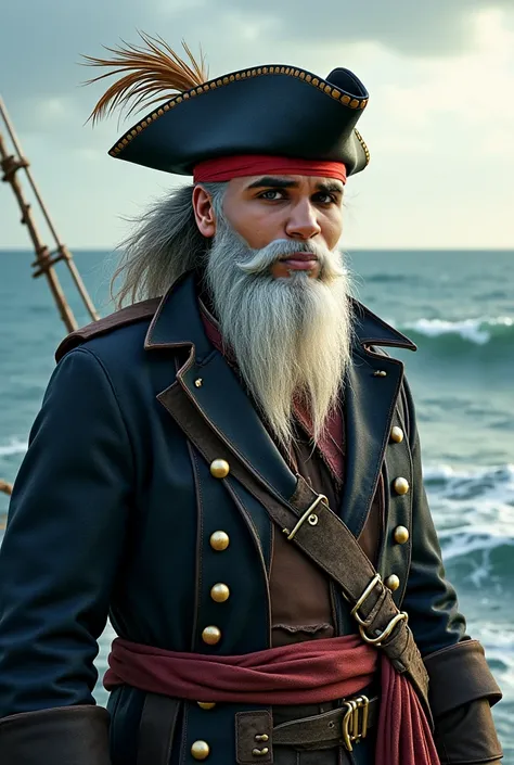 Turn me into a pirate with a white beard tattoo 