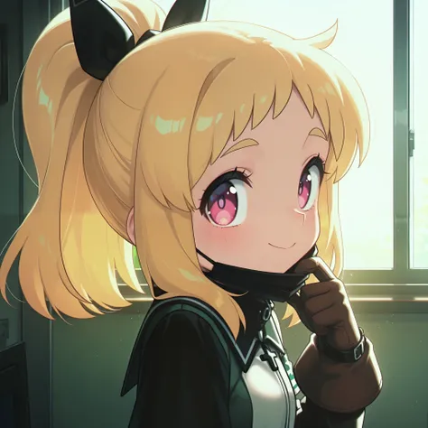 masterpiece, best quality, amazing quality, very aesthetic, high resolution, ultra-detailed, absurdres, newest, Anime screencap, highly detailed, high quality, hyper-Detailed, mistico_IL. BREAK. 1girl, smile, blonde hair, pink eyes, backlighting, looking a...