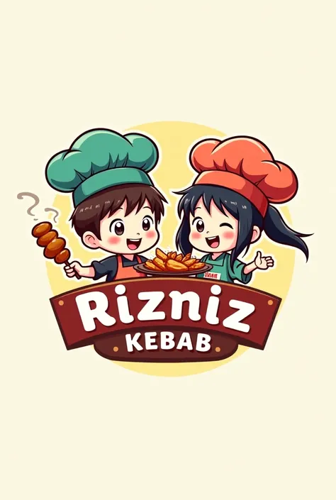 Make logo anime characters and put Rizniz kebab in the name of kebab