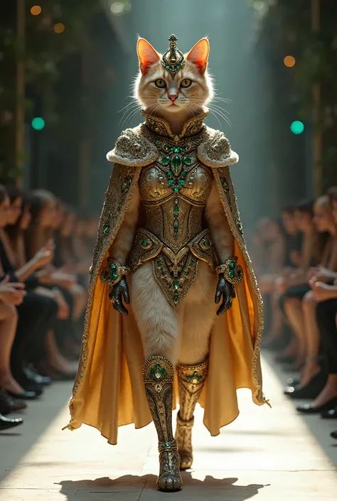 chat antropomorphe defile fashion week stylé ornement cape couronne gants long bijoux hyper realistic emeraude


Chaque tenue capture un style unique, mettant en valeur la personnalité du chat avec des détails qui apportent une touche fashion, qualité huma...