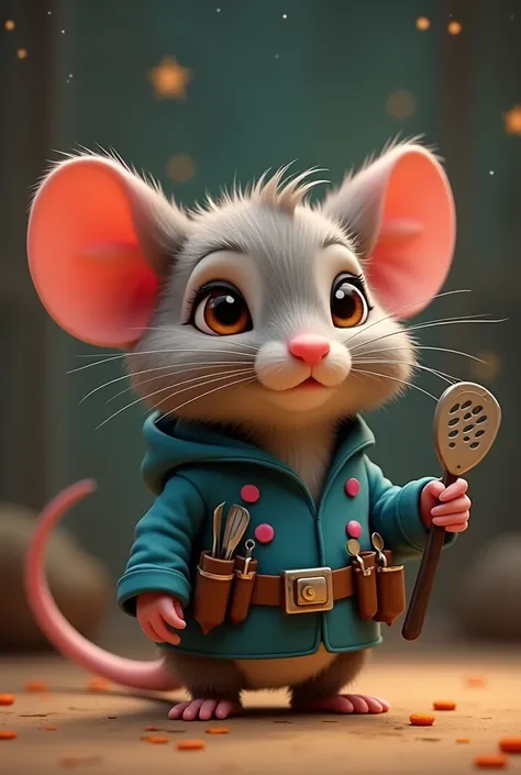  Créez un personnage d'un petit ,  adorable nommée  "Ratatouille"  pour une histoire pour enfants intitulée  "Ratatouille." La souris devrait être de style dessin animé et amicale,  avec des caractéristiques uniques et attachantes .

Détails du personnage:...