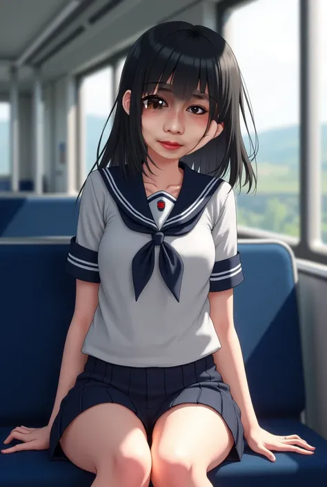 score_9,score_8_ up,score_7_ up, ultra detail,  absolute resolution, 32K,Masterpiece, best quality , Super High Definition,  Beautiful Japanese Girl, black hair, (school girl uniform:1.2), Small breasts , perfect hand, Perfect Anatomy, Venus Rift, cowboy s...