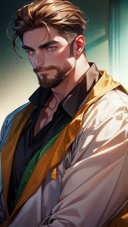 (       borrowed letter ,4K,8k,      highres,      masterpiece :1.2),      ultra-detailed     ,(realistic,photorealistic,photo-realistic:1.37),36-year-old man,3 day beard,Beautiful anime,Portraits,strong,Masculine,       with black hair  ,sharp jaw,       ...