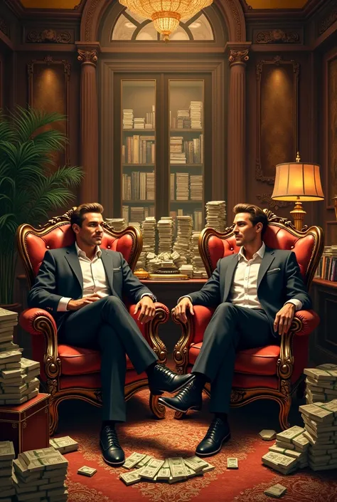 Two billionaire brother sit in there room full of money with forex tarding room is totally filled with trade setup and two brother chilling in big mansion