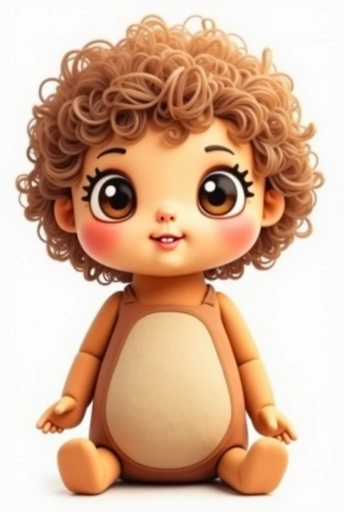 A TikTok sticker of a very cute little brown doll with the huge ash