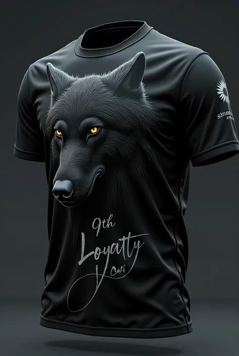 A white wolf shirt with the inscription 9th Loyalty on a black background