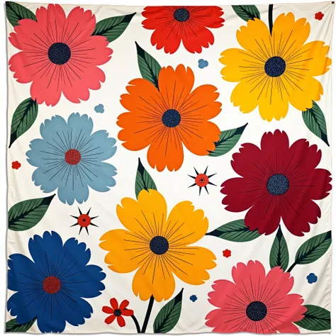 high quality modern cloth design with rainbow color big flowers equally spread