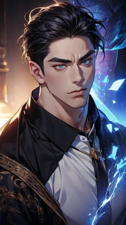 (     league player  ,4K,8k,    highres,    masterpiece :1.2),    ultra-detailed  ,(realistic,photorealistic,photo-realistic:1.37),36-year-old man,3 day beard,Beautiful anime,Portraits,strong,Masculine,     with black hair  ,sharp jaw,       mesmerizing ey...