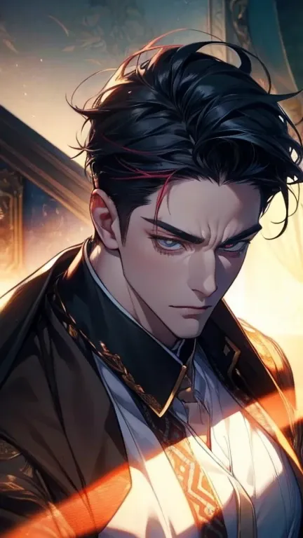 (     league player  ,4K,8k,    highres,    masterpiece :1.2),    ultra-detailed  ,(realistic,photorealistic,photo-realistic:1.37),36-year-old man,3 day beard,Beautiful anime,Portraits,strong,Masculine,     with black hair  ,sharp jaw,       mesmerizing ey...