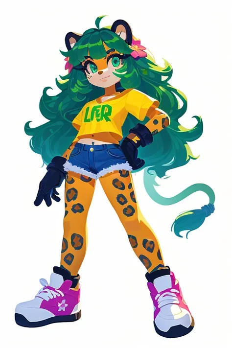 Estilo sonoro Jaguar onça feminino ,  Big wavy black hair , Jade hair, flower hair , No Smile, women's blue denim shorts,  Anabela yellow blue and green high-top sneakers , cropped ciganinha com pns 344, Estrela Douradas gloves white with green black,
Braz...