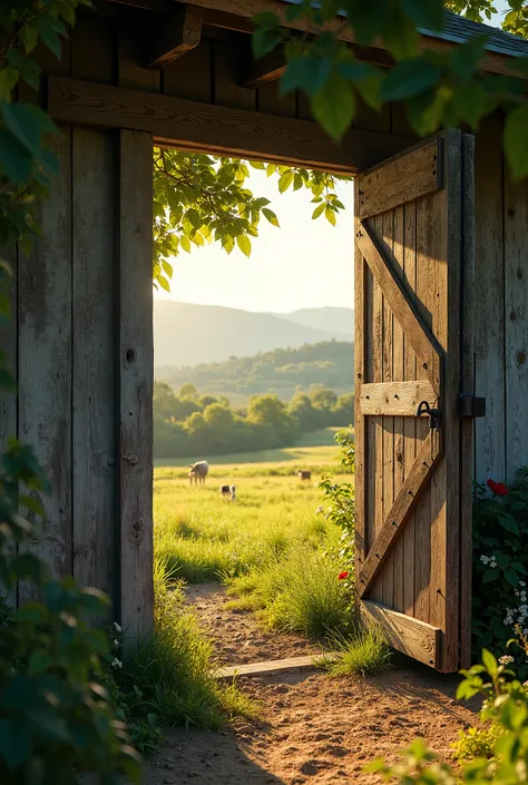  make a video of a farmhouse door opening and closing