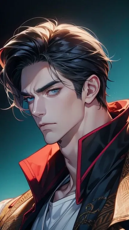 (     league player  ,4K,8k,    highres,    masterpiece :1.2),    ultra-detailed  ,(realistic,photorealistic,photo-realistic:1.37),36-year-old man,3 day beard,Beautiful anime,Portraits,strong,Masculine,     with black hair  ,sharp jaw,       mesmerizing ey...