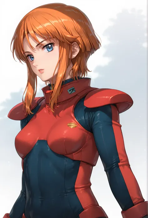 score_9,score_8_up,score_7_up,score_anime,Idealized Forms,Natural Light,cowboy shot,details background,blurry background,extremely detailed,(aga),puru two, gundam, gundam zz, 1girl, blue eyes, bodysuit, breasts, gloves, looking at viewer, medium breasts, o...