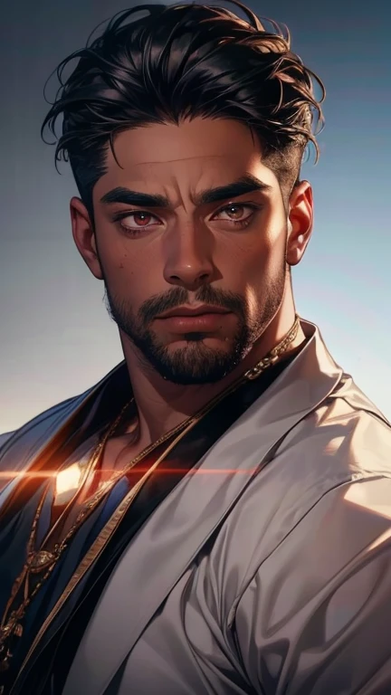 (   borrowed letter ,4K,8k,   highres,   masterpiece :1.2),   ultra-detailed  ,(realistic,photorealistic,photo-realistic:1.37),36-year-old black man,3 day beard,Beautiful anime,Portraits,strong,Masculine,    with black hair  ,sharp jaw,     mesmerizing eye...