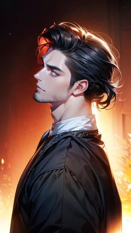 (    borrowed letter ,4K,8k,    highres,    masterpiece :1.2),    ultra-detailed   ,(realistic,photorealistic,photo-realistic:1.37),36-year-old man,3 day beard,Beautiful anime,Portraits,strong,Masculine,     with black hair  ,sharp jaw,       mesmerizing e...