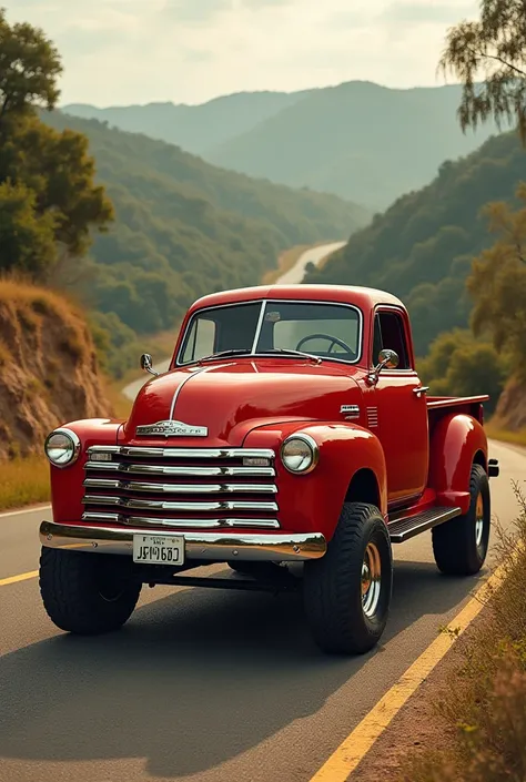 Argentine Chevrolet 714 red truck on the road