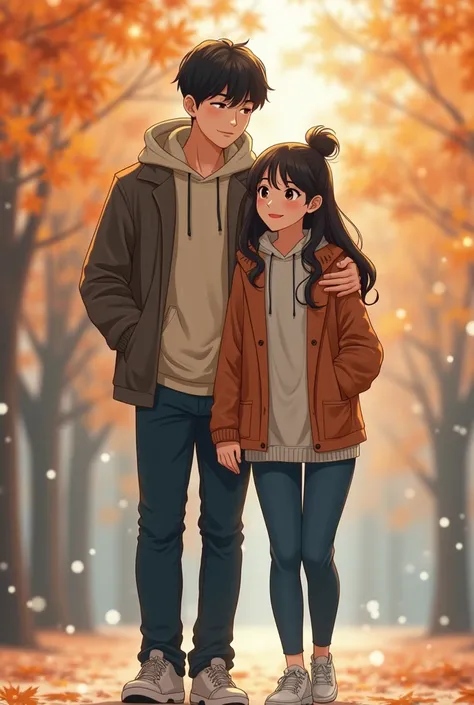 183cm bf and 160cm gf, asian couple, casual date style with hoodie during winter or fall, height difference
