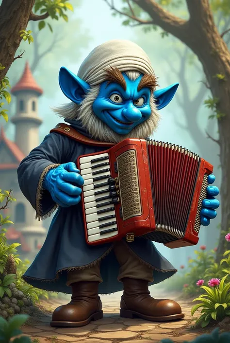 Gargamel from smurfs play accordion