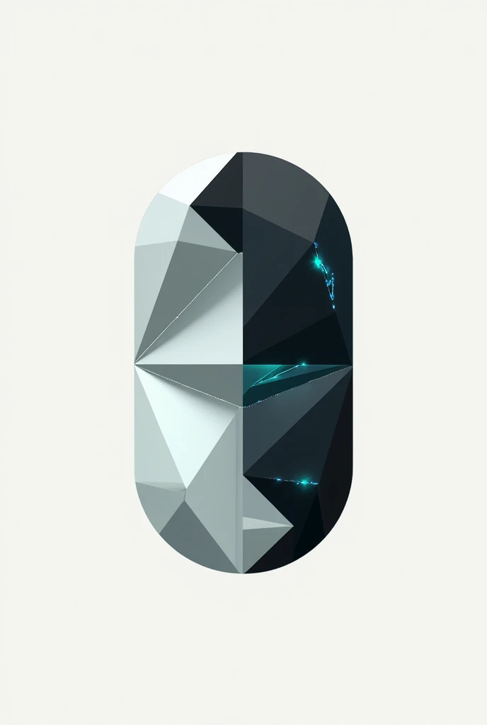 **"Create a sketch of a minimalist and modern logo in the shape of a pill. The design should subtly incorporate origami elements, using clean lines and geometric angles to evoke the feeling of folds. Additionally, the pill should have cut-out or hollow sec...